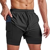 Muscle Killer Men's 2 in 1 Running Shorts Quick Dry Gym Athletic Shorts with Liner Workout Short for Men with Pockets