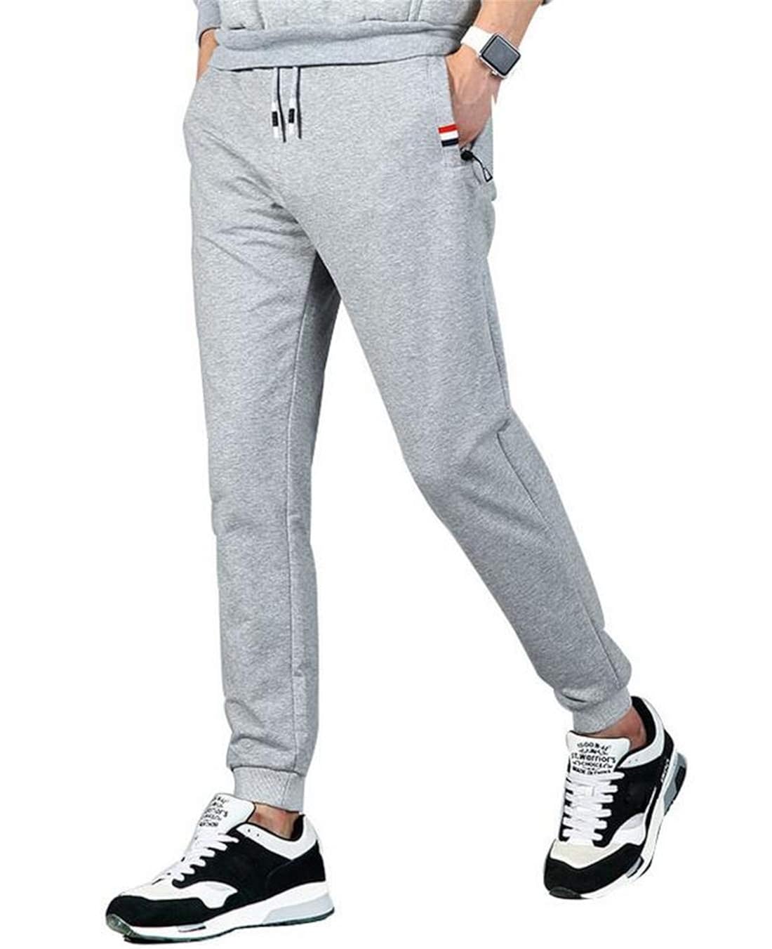 WNSY Men Slim Fit High Waist Workout Running Jogger Pants with Pockets