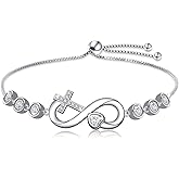 Lonyinlg Infinity Heart Bracelet 925 Sterling Silver CZ Cross Heart Infinity Love Bracelet Jewelry Valentine's Day Gifts for Women Girlfriend Wife, 7"+2"