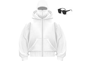 Balaclava Hoodie with Built in Balaclavaand Mask, Cool Men Double Hooded Jacket Wind-Resistant Hoodies.