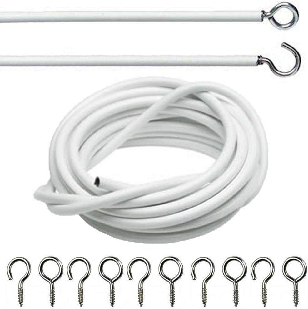 G4GADGET 3M Net Curtain Wire with 8 Hooks & 8 Eyes, Strong and Flexible Curtain Hanging Kit for Net Curtains Windows