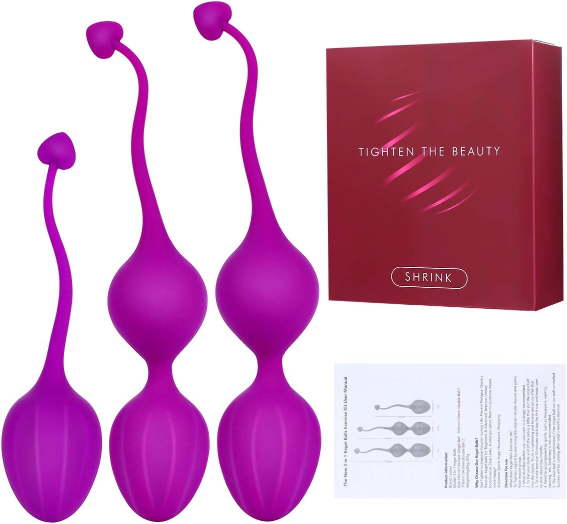 Kegel Exercise Balls for Women Ben Wa Weight Balls for Women Pelvic Exercise Ball Tightning Bladder Control Devices Silicone Luvsex: Health & Personal Care