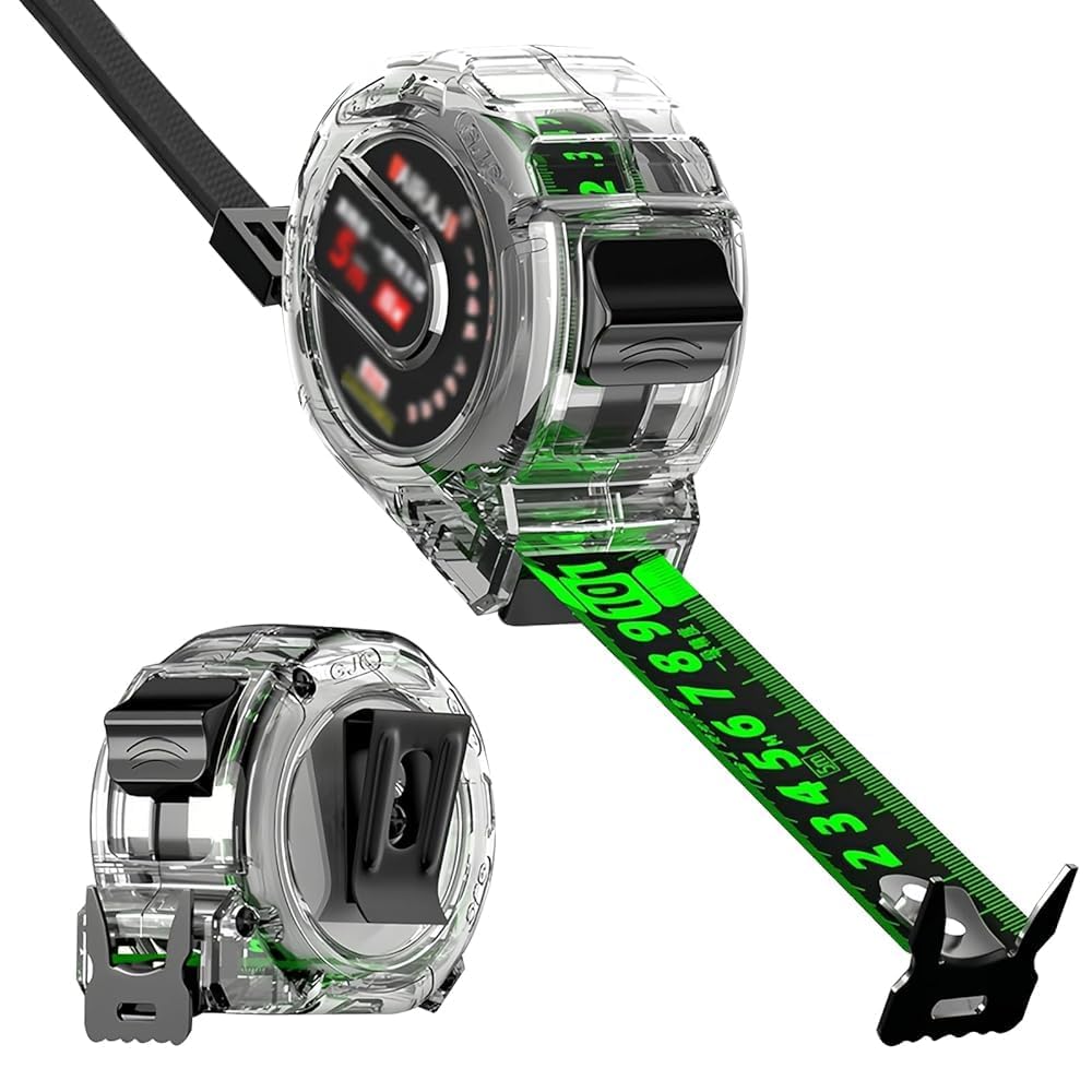 5M Fluorescent Steel Tape Measure - Self-Lock Precision 16.4ft Tape Measure, Retractable Stainless Steel Measuring Tape, Waterproof Metric Ruler, Double-Sided Graduated, 19mm Width