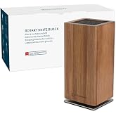 KITCHENDAO Magnetic Knife Block without Knives, 360&deg; Rotatable Acacia Wood Knife Holder, Large Knife Storage with Magnet for Knives &amp; Utensils, Kitchen Countertop Organizer