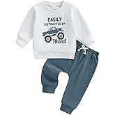 WZTYYDS Toddler Baby Boy Fall Clothes Letter Truck Long Sleeve Pullover Sweatshirt Tops Joggers Pants Set Winter Outfits