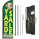 Yard Sale Feather Flag Kit,8 Feet Feather Banner Sign with 12 Feet Feather Flag Pole and Ground Stake for Yard Sale Business