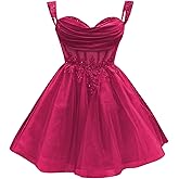 Youjiayi 3D Floral Short Homecoming Dress for Teens Sparkly Lace DAMA Dresses for Quinceanera Off Shoulder Beaded Ball Gown