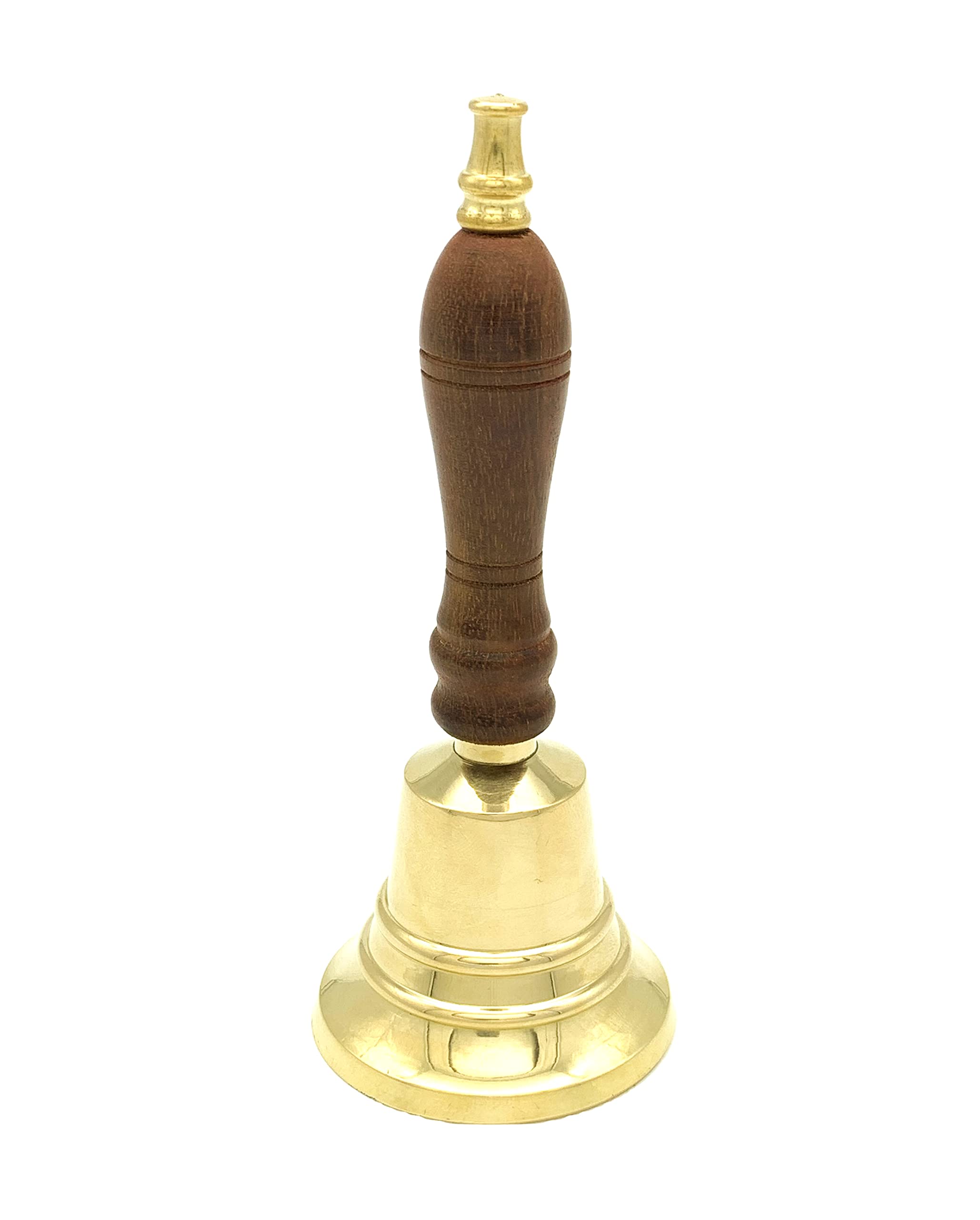 Messing Nautika Brass Desk Bell with Wooden Handle Height 13cm