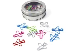 TEENSERY 24 Pcs Assorted Color Airplane Shaped Paper Clips Paper Clamp with Storage Box for Bookmark Office Clips and Document Organizing Supplies