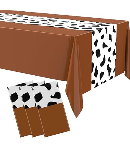 Cow Print Table Cloths 3-Pack - 54 X 72 Inch Farm Animal Theme Party Covers For Birthday, Picnic - View #10
