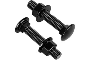 KVOHLUM 20 Sets 1/4-20 x 1 Carriage Bolt Kit, Round Head Square Neck, Black Carriage Bolts and Hex Nuts Set with Flat Washers
