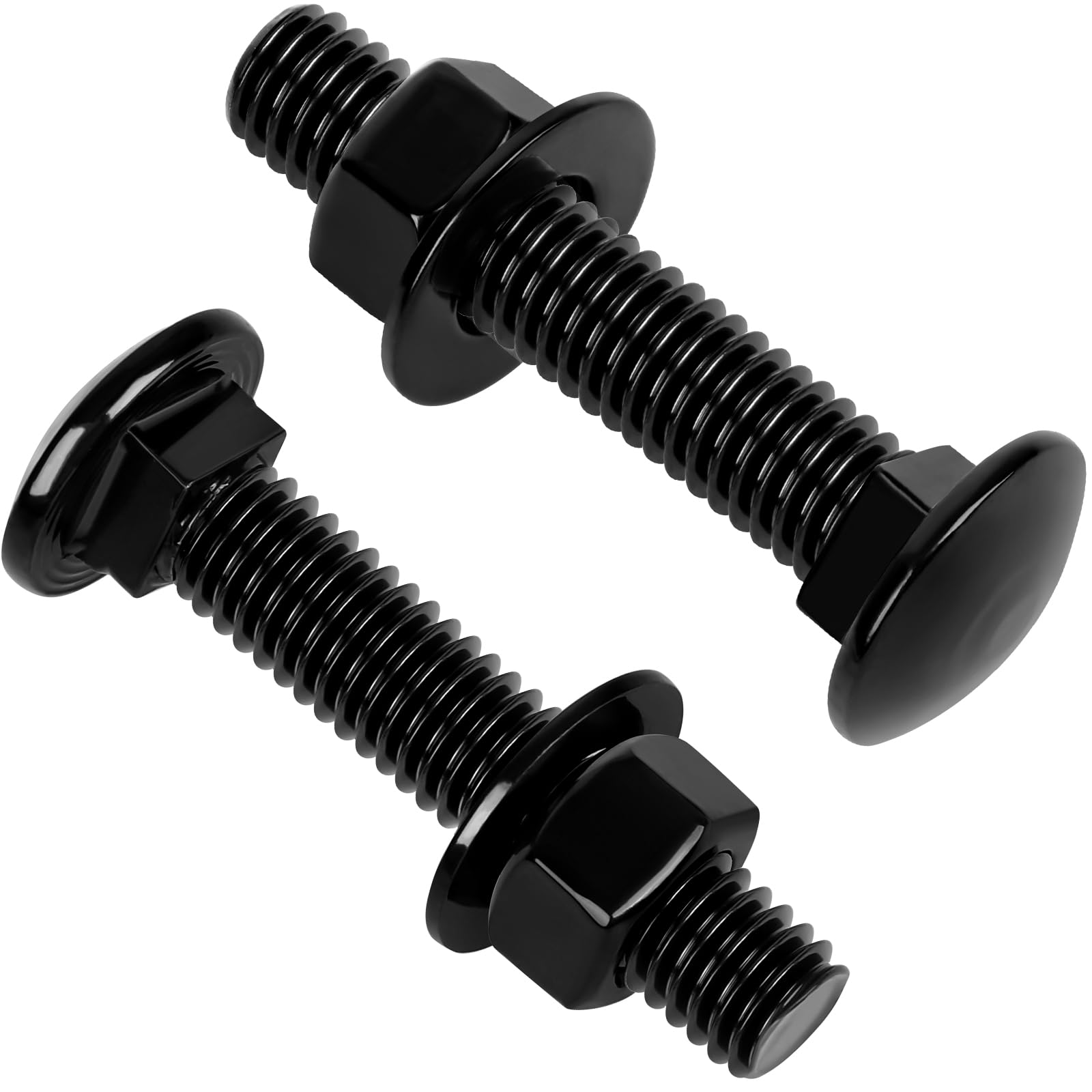 Photo 1 of 15 Sets 1/4-20 x 2 Carriage Bolt Kit, Round Head Square Neck, Black Carriage Bolts and Hex Nuts Set with Flat Washers
