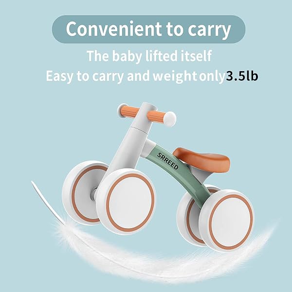 SEREED BABY BALANCE BIKE FOR 1-2 YEAR OLDS – 4 WHEELS, FIRST BIKE FOR TODDLERS, BIRTHDAY GIFT (GREEN)