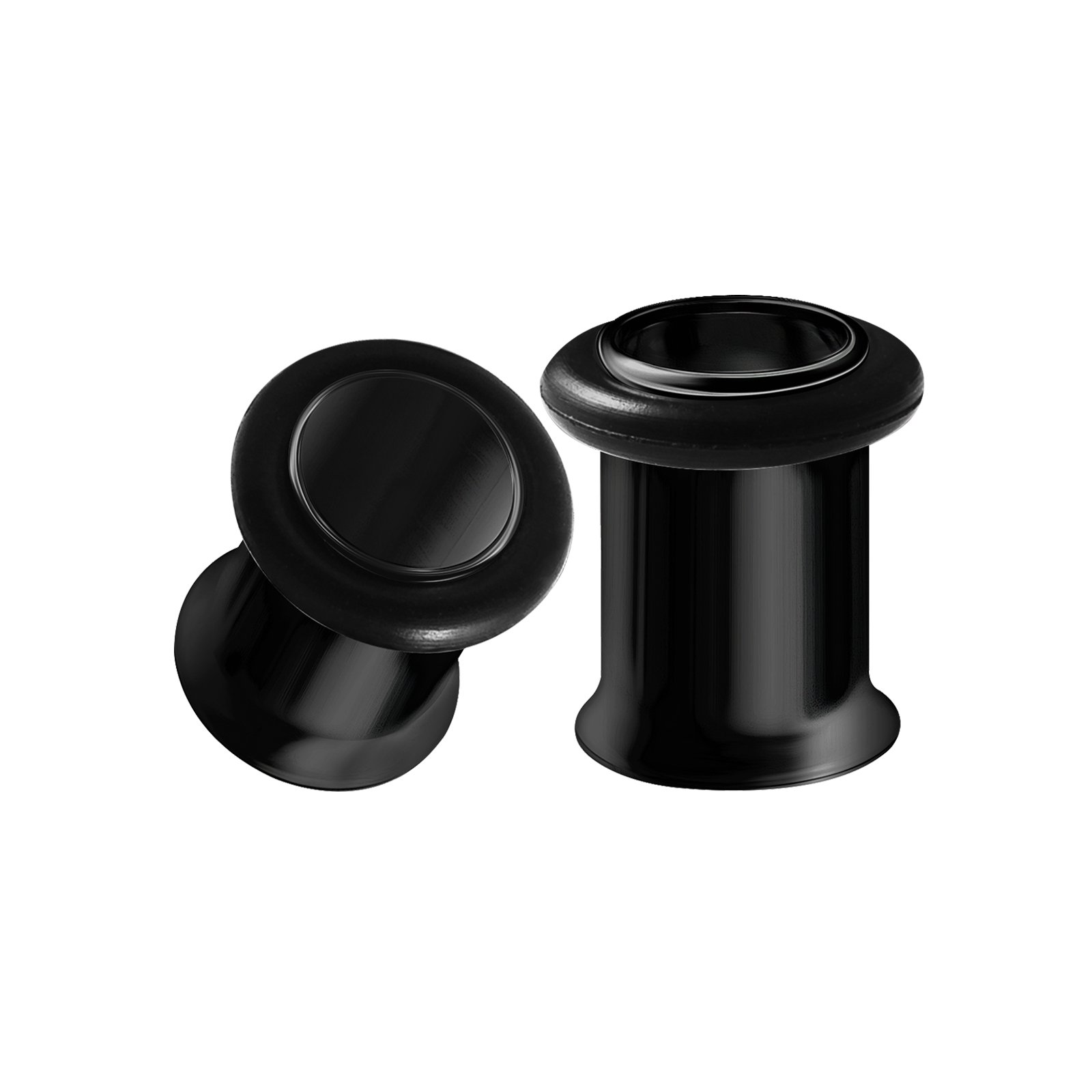 Pair of Black Anodized Steel 1 g Gauge 7mm Single Flared Piercing Jewellery Stretcher Ear Ring Lobe Tunnel Plug BG0069K