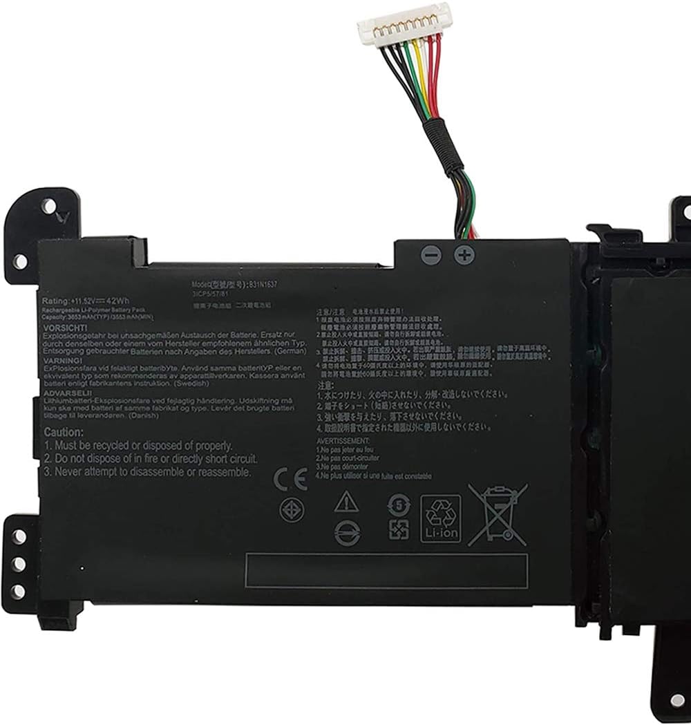 ASKC B31N1637 Laptop Battery for ASUS S5100U X510 X510UA X510UF X510UQ VivoBook S15 S510UA S510UQ S510UN S510UR F510 F510UA F510UQ Series C31N1637 0B200-02590000 0B200-02590100 11.52V 42Wh - Image 3