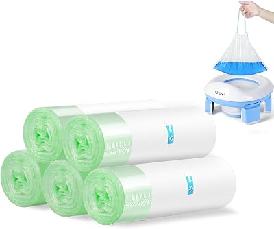 Orzbow 100pcs Portable Potty Liners Drawstring Bags 5 Rolls High Load-Bearing