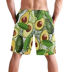 visesunny Men's Avocado Palm Leaf Print Beach
