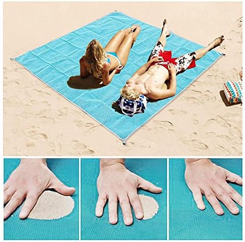 HEHUI Sand Free Beach Mat, Sand Proof Mat is Easy to Clean and Dust Prevention, Perfect for The Outdoor Events with Your Family,Fashion Shoulder Bag and Durable Plastic Anchors Included