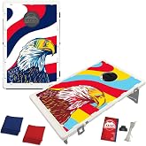 Baggo Cornhole Set 2x3 Portable Bean Bag Toss Game for Backyard Fun (Patriotic Eagle and Shades USA)