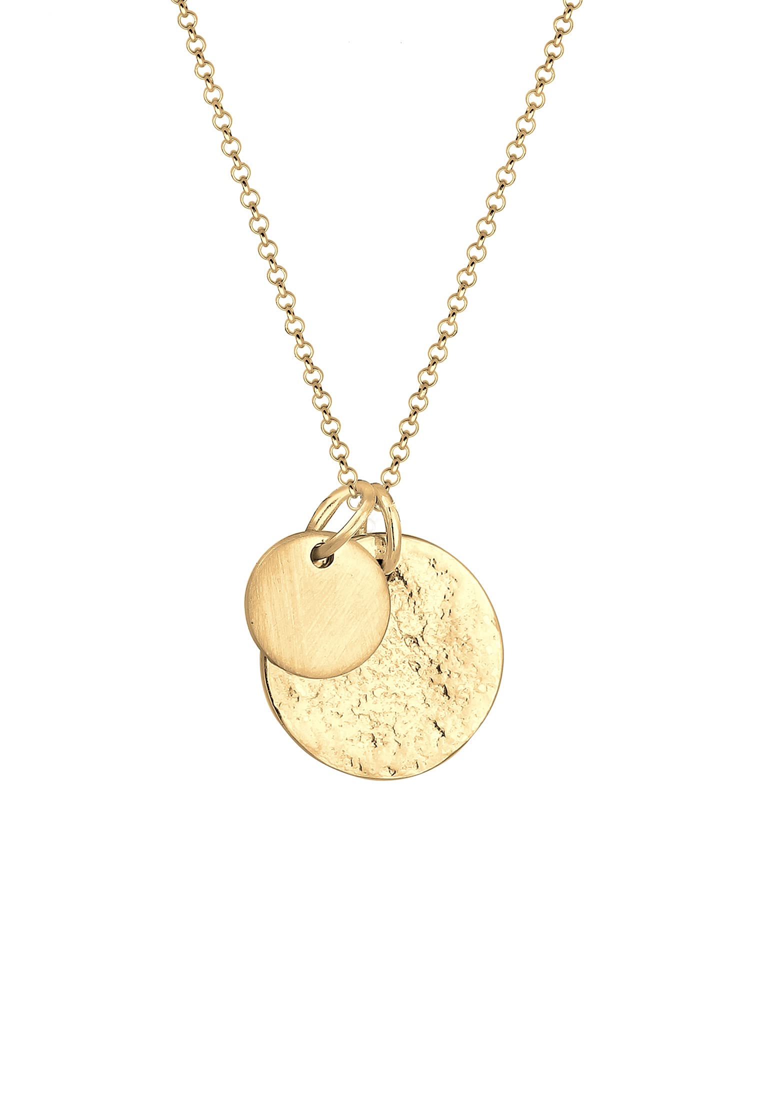 Elli Necklace Women with Two Round Coin Pendants in 925 Sterling Silver - Length 45 cm