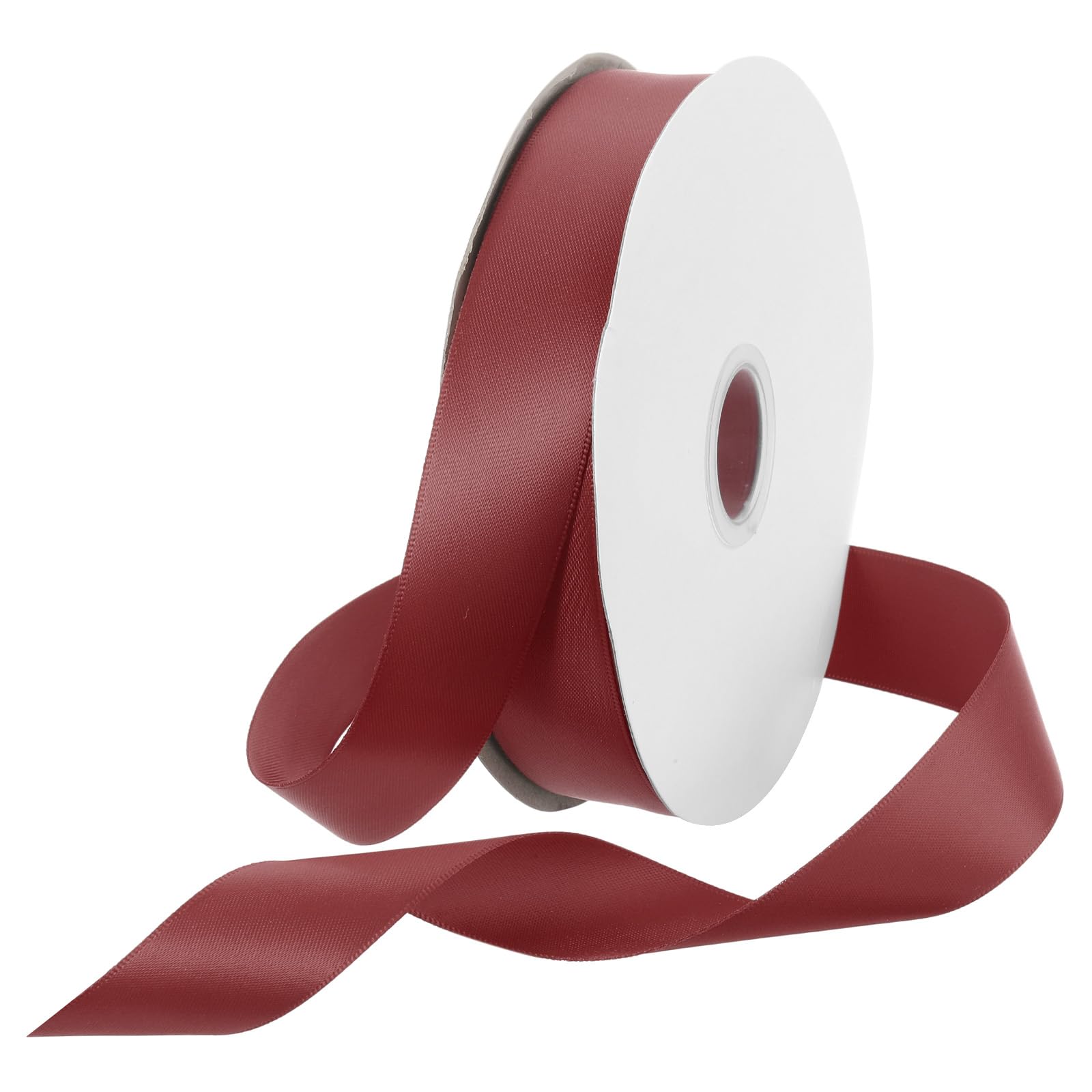 Rebower 25mm Satin Ribbon 46m Thick Double Face Grosgrain Silk Ribbon, [for Gift Wrapping, Hair Bows, Wedding, Cake, Flower] - 50 Yard/150ft/ Burgundy Red