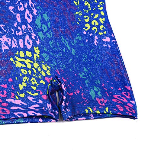 Wah Na Toddler Girls One Piece Gymnastics Unitard For 6x,6Y-7Y,Blue Leopard