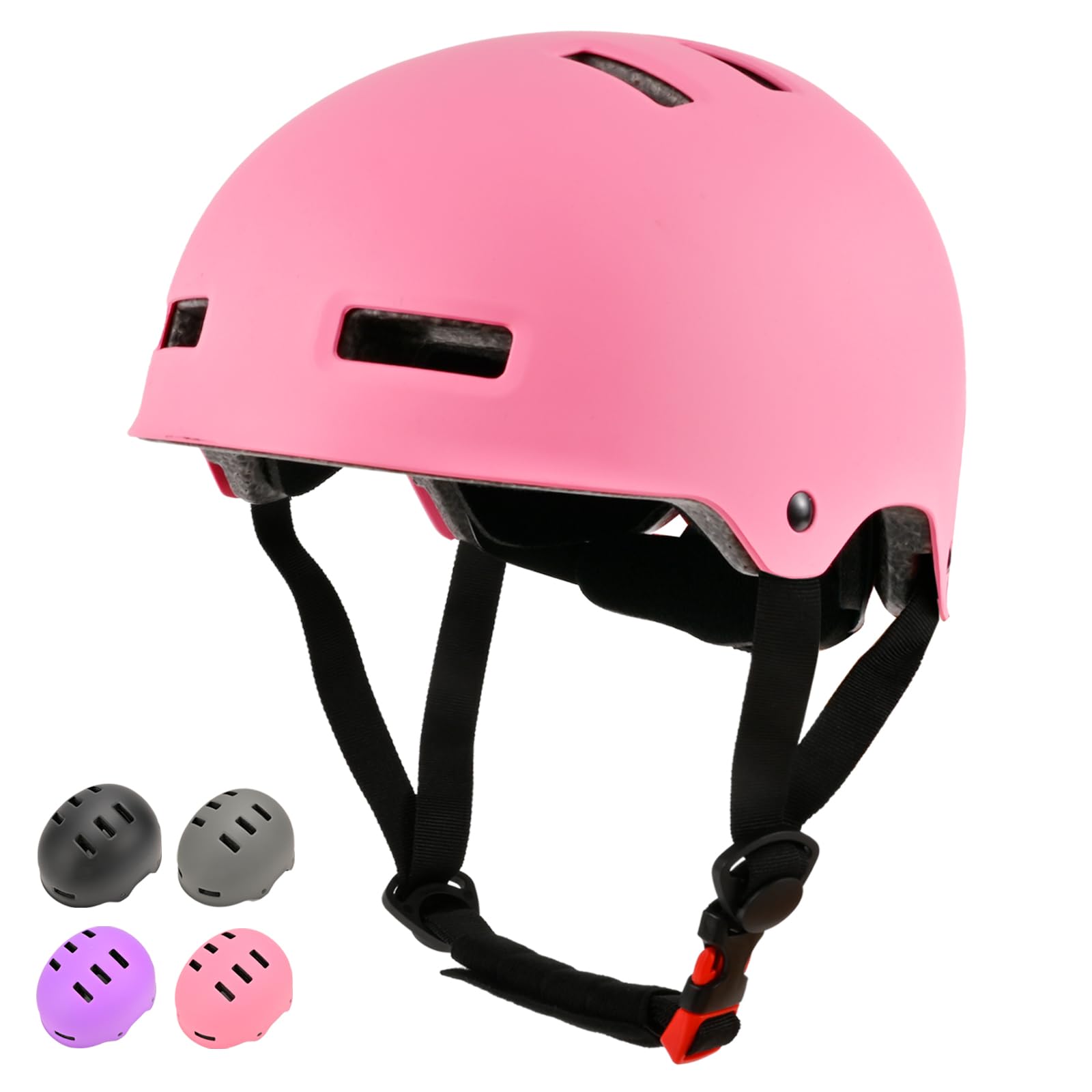LOKJIJI Adjustable Kids Bike Helmet for Boys Girls Youth Adult, Kids Protective Helmets for Multi-Sports Skateboard Scooter Bicycle Cycling Skating (Pink, Small)