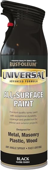 Rust-Oleum Universal Spray Paint 400ml Gloss Black 360° Any-Angle Comfort Grip view 5
