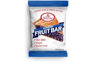Betty Lou's Fruit Bars, Blueberry Pack of 12, Gluten Free, Vegan, Non GMO, Deliciously Healthy Fall Snacks Made with All Natural Fruit Juice, Individually Wrapped, 2 oz. Each, 12 Bars
