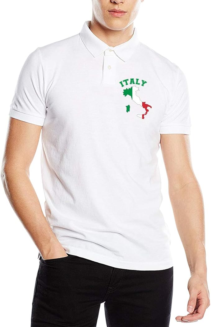Italy Map Flag Men's Short Sleeve Polo Shirt ClassicFit Sport Shirt at