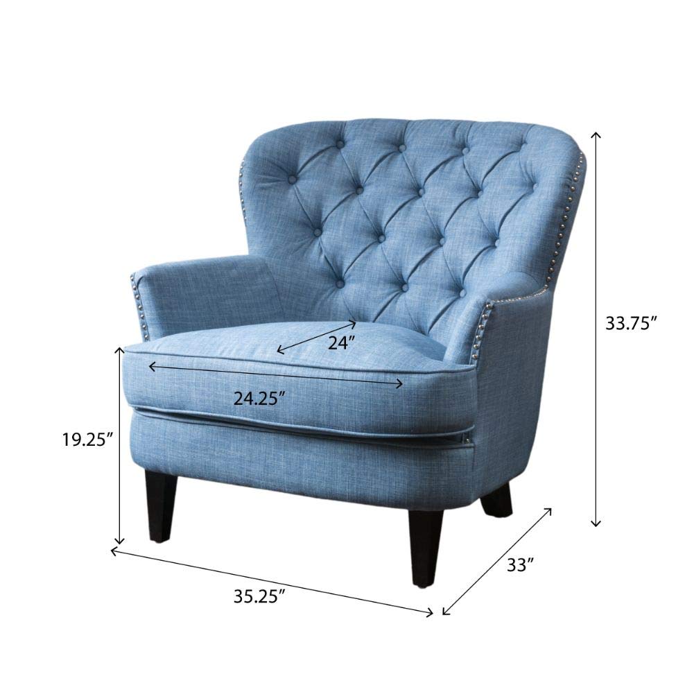Christopher Knight Home Tafton Fabric Club Chair, Light Blue