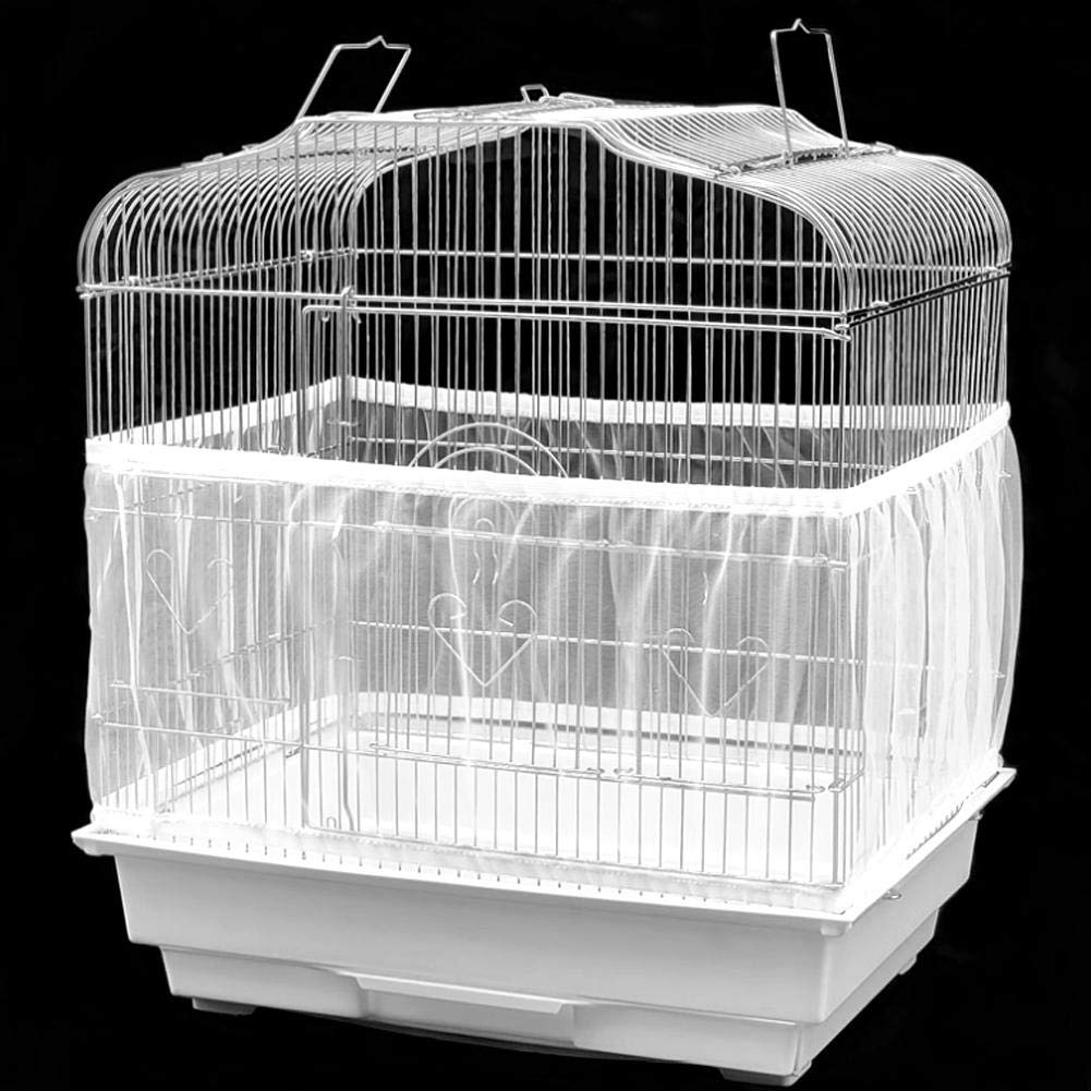Pssopp Bird Cage Seed Catcher Seeds Guard Parrot Birdcage Airy Mesh Net Cover Stretchy Shell Skirt Bird Cage Accessory(Large Size)