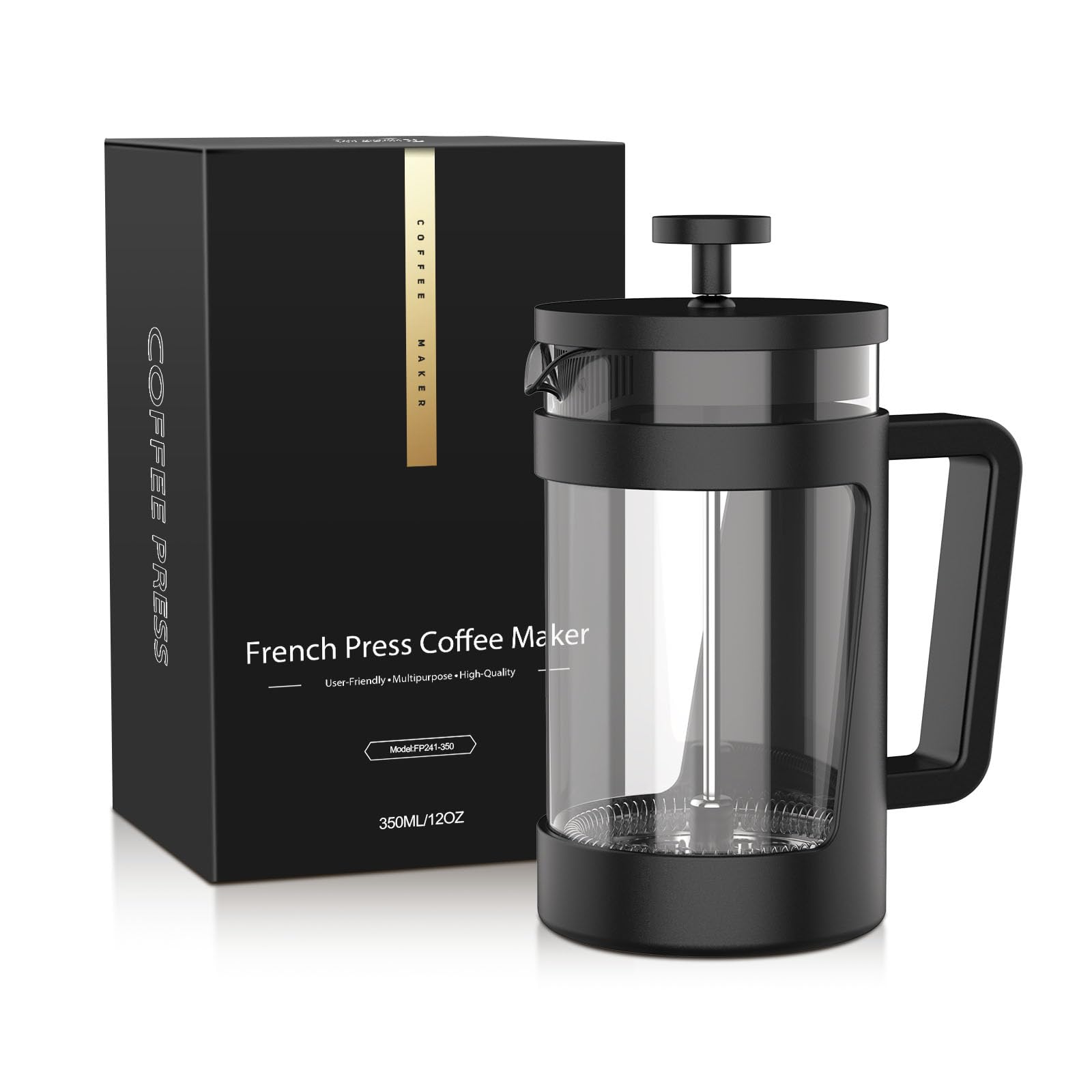 RAINBEAN Cafetiere 1 Cup French Coffee Press, Small Cafetiere 1 Cup, Coffee Press for Ground Coffee, Caffettiera With 3 Level Filtration, Perfect For Coffee Lovers