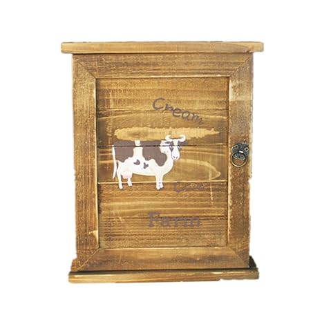 Vosarea Wooden Key Cabinet Wall Mounted Decorative Key Box Holder
