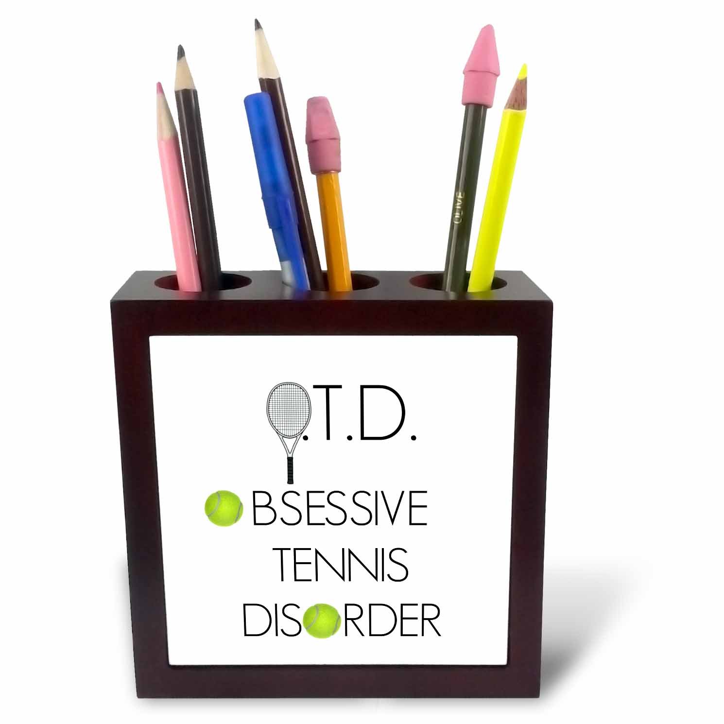 3dRose Otd Obsessive Tennis Disorder-Tile Pen Holder, 5-Inch (Ph_218451_1), 5 Inches