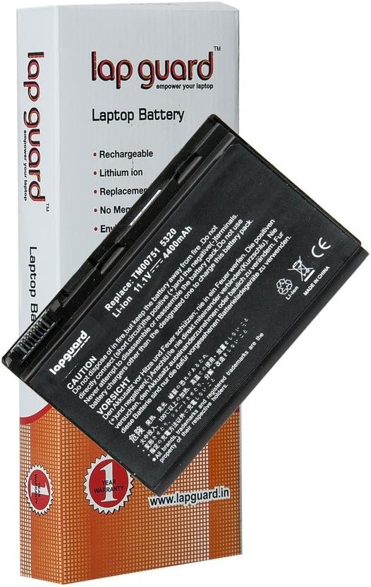Lapguard 6 Cell Laptop Battery for Acer T.00604.015 Black (LGBTA5320BLK06)