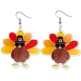 Thanksgiving Turkey Earrings for Women - Turkey Style Earrings Fall Earring Studs Great Thanksgiving Jewelry