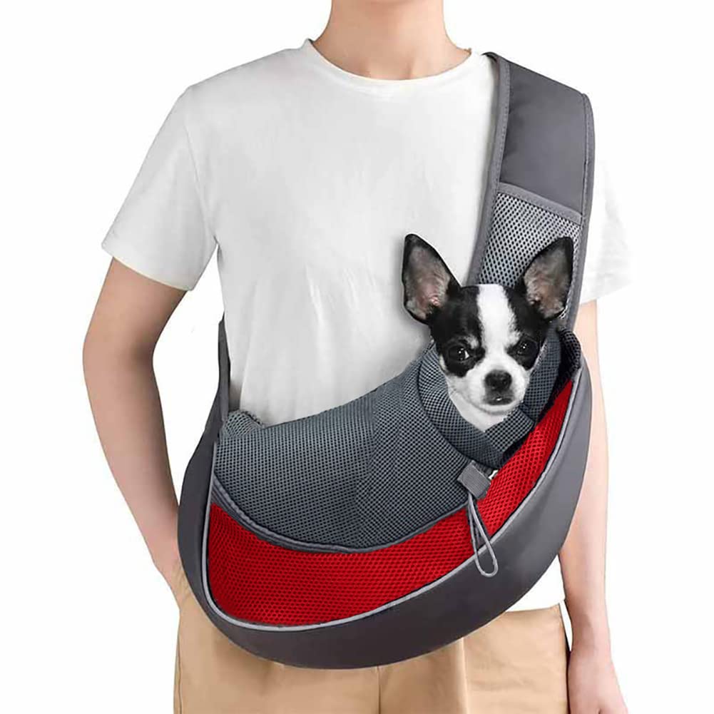 Pet Sling Carrier with Hand-Free Shoulder Strap - Breathable Mesh Dog Cat Travel Handbag for Small Puppy Outdoor Walking