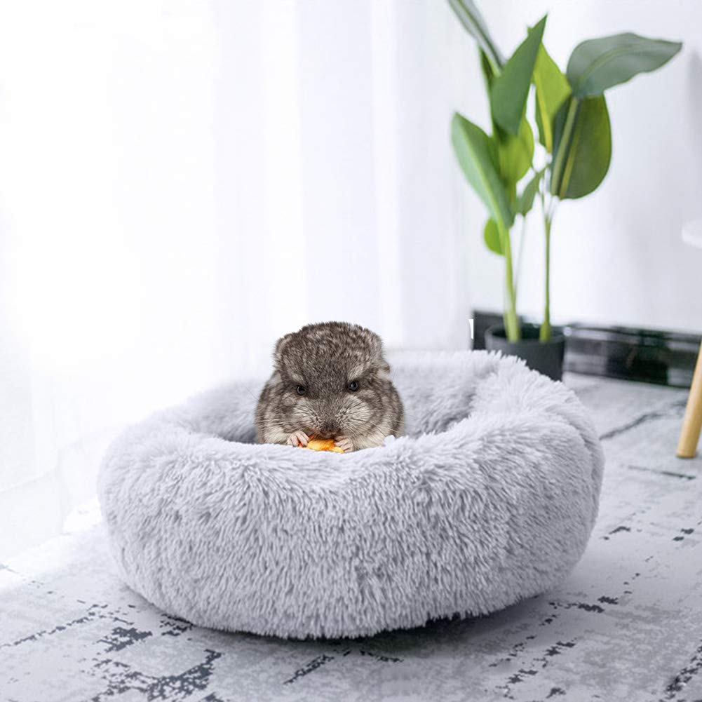 Small Animal Guinea Pig Hamster Bed House, Rabbit Chinchilla Bed Mat Cage Sleeping Nest, Cushion Fluffy Plush for Baby Guinea Pigs Small Animals(Light Grey-30cm)