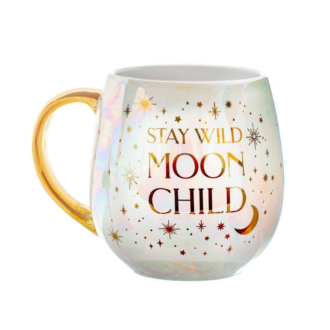 Sass & Belle Celestial Moon Child Mug - Ceramic Tea Mug with Gold Handle – Unique Coffee Cup for Him or Her – Novelty Sass and Belle Design Coffee Cup