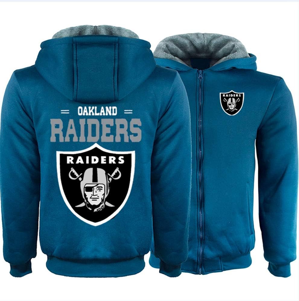 XHDH Men's Zip Hoodies - Oakland Raiders NFL Football Team Uniform Pullover Hoodies,Long Sleeve Digital Print Sweatshirt,Blue,6XL