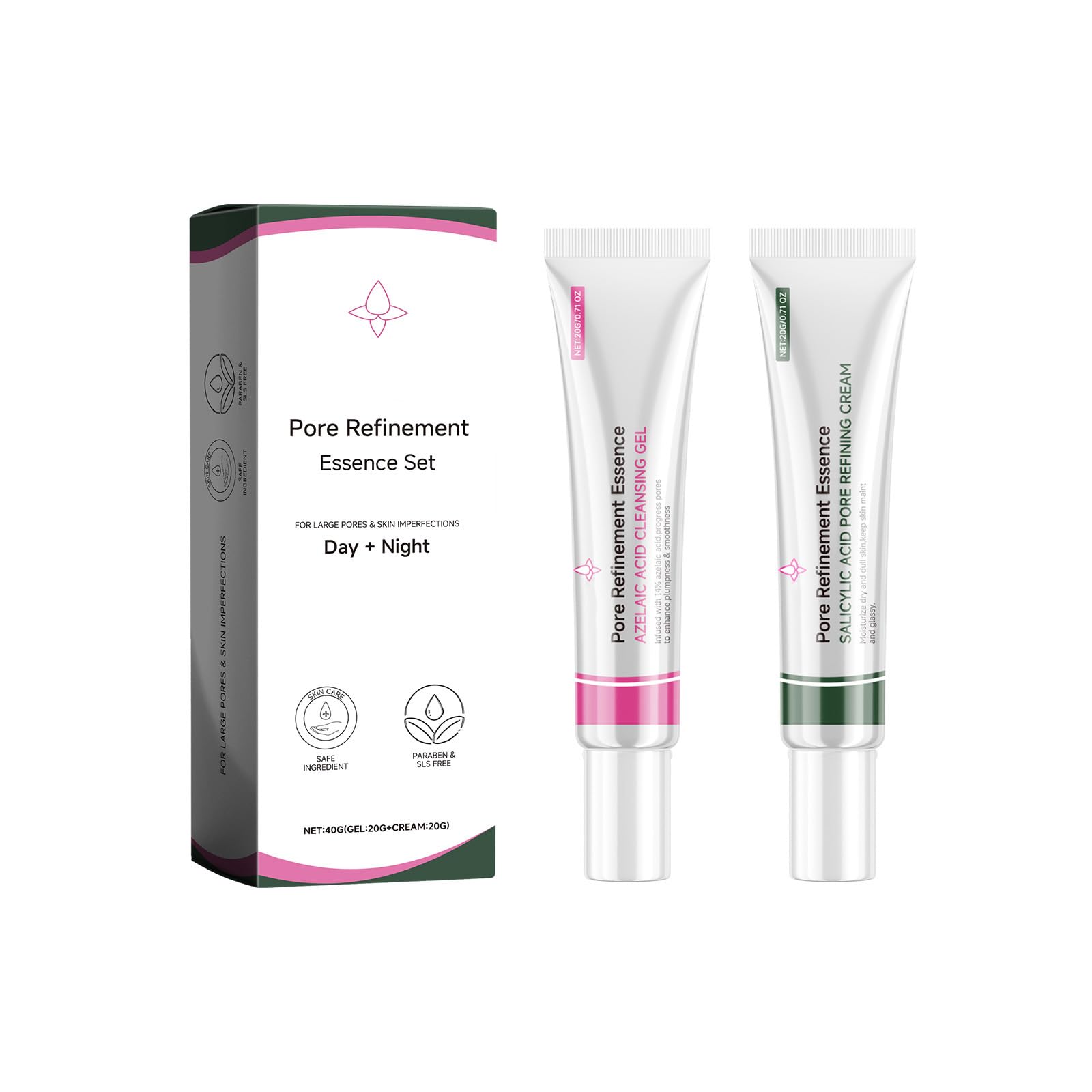 Day Cream & Night Cream With Salicylic Acid Extract, Moisturising Cream for Day and Night, Anti Aging Skincare Set, Thoroughly Cleanses Skin, Tightens and Refines Pores