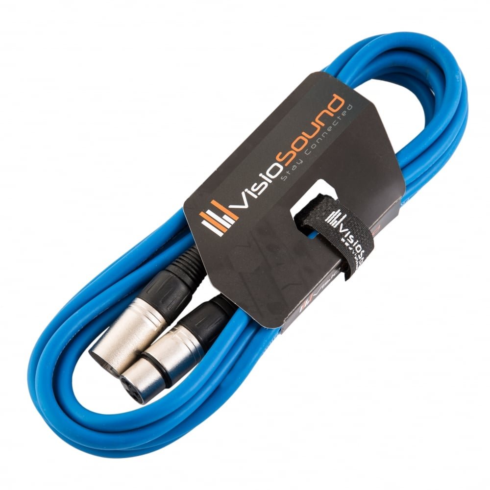VisioSound Male to Female XLR Mic Lead/Balanced Microphone/Mic Patch Cable / 7 Colours 3m Blue