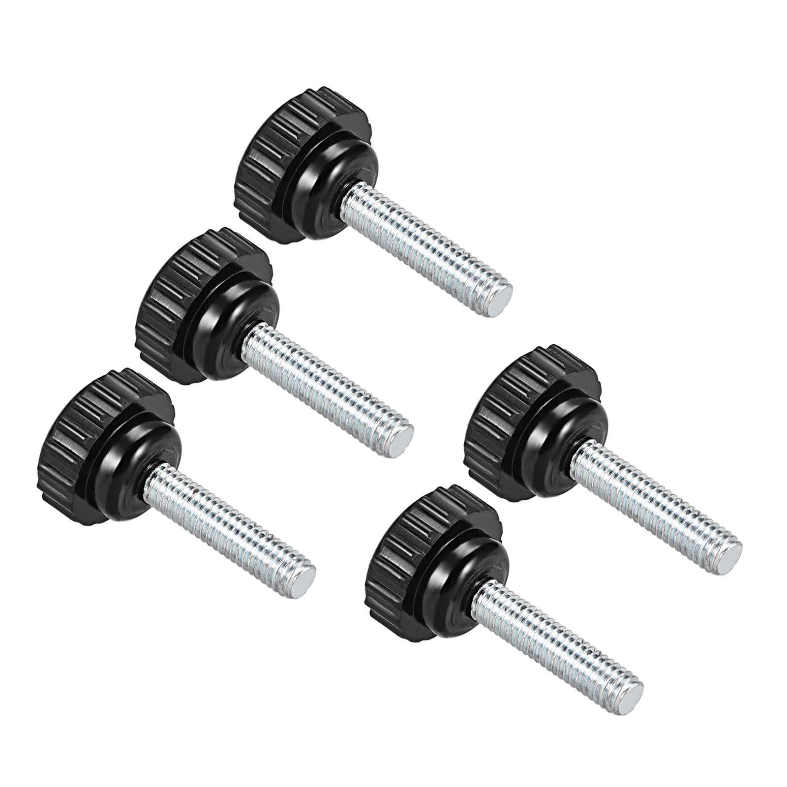CoCud Knurled Clamping Knobs, M6 x 25mm Male Thread 21mm Head, Thermoset Plastic Thumb Screw Grip Bolt Knobs Black - (Applications: for Lathe Machinery), 5-Pieces