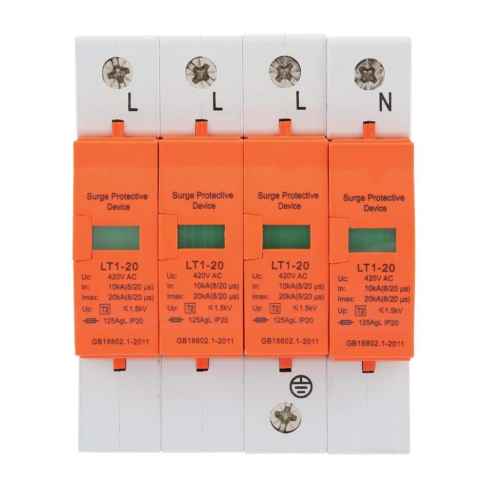 Oumefar AC 420V 4P House Protector 20KA Low-voltage Arrester Device DIN Rail for