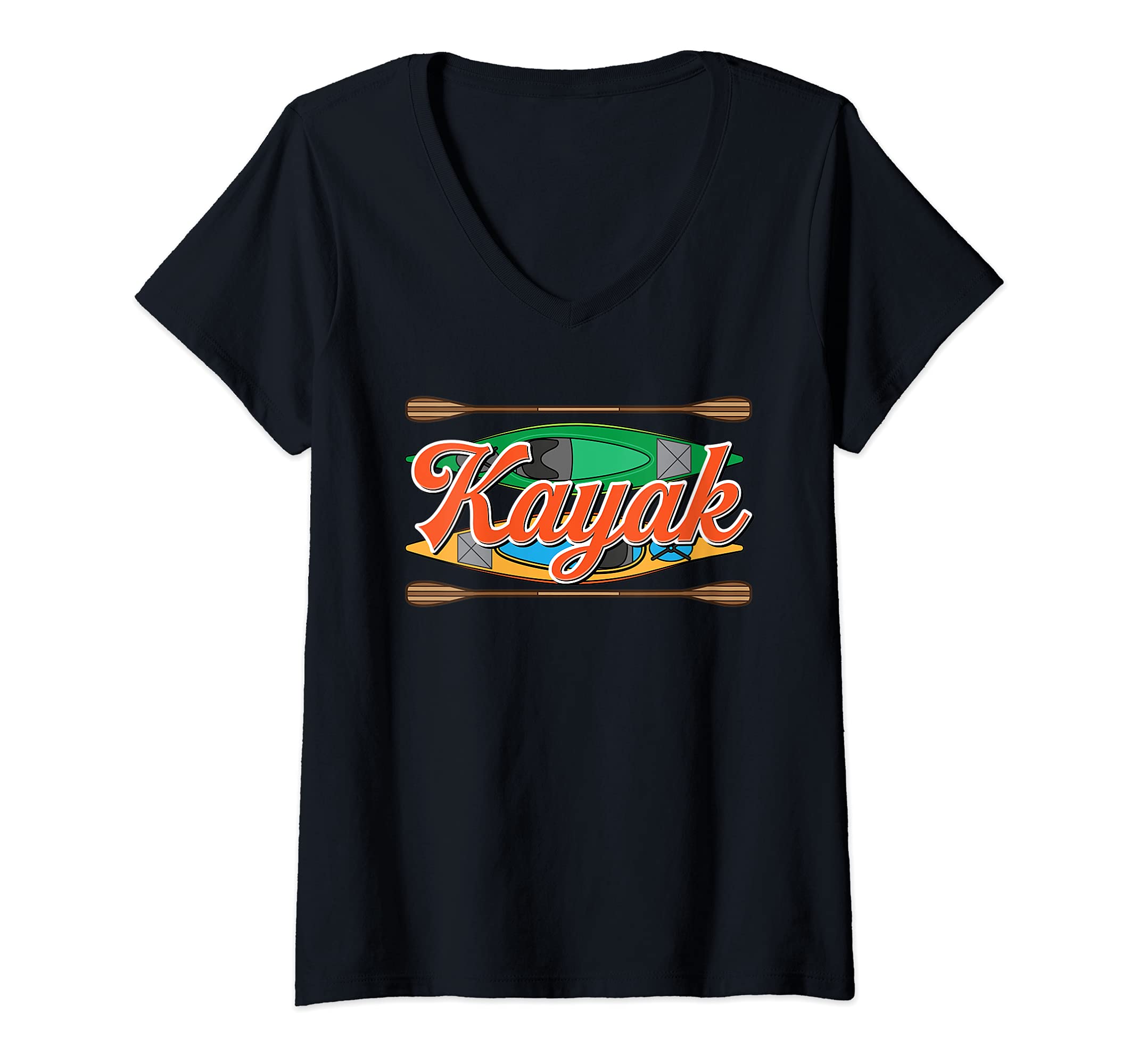 Womens Kayak Gift Kayaking And Paddling V-Neck T-Shirt
