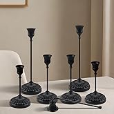 BEAHOT Matte Black Candle Holders Set of 6 with Matching Candle Snuffers – Elegant Non-Slip Candlestick Holders for Christmas Decorations Wedding Centerpiece, Dining Table & Home Gift Display