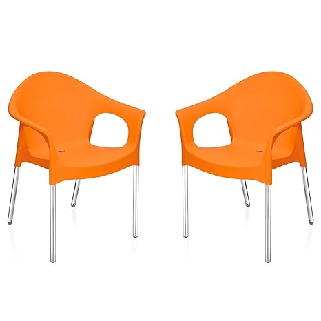 @home by Nilkamal Novella FLOCNOVLA2KITCS900 Living Room Chair, Set of 2 (Orange)