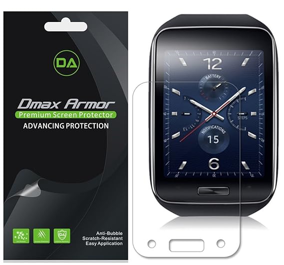 Dmax Armor [3-Pack] for Samsung Gear S Screen Protector, High Definition Clear Shield - Lifetime Replacement