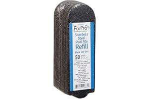 ForPro Professional Collection Stainless Steel Pedi File Refill, 100 Grit, Black, EZ-Strip Peel Pedicure Refill Pads, 1.25 W x 4 L, 50-Count